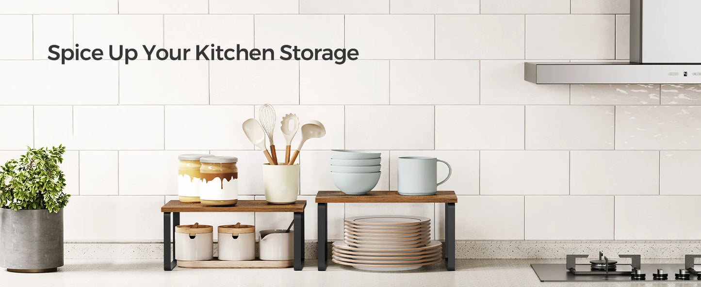 Cabinet Organizer Shelf, Set of 4 Kitchen Counter Shelves, Kitchen Storage