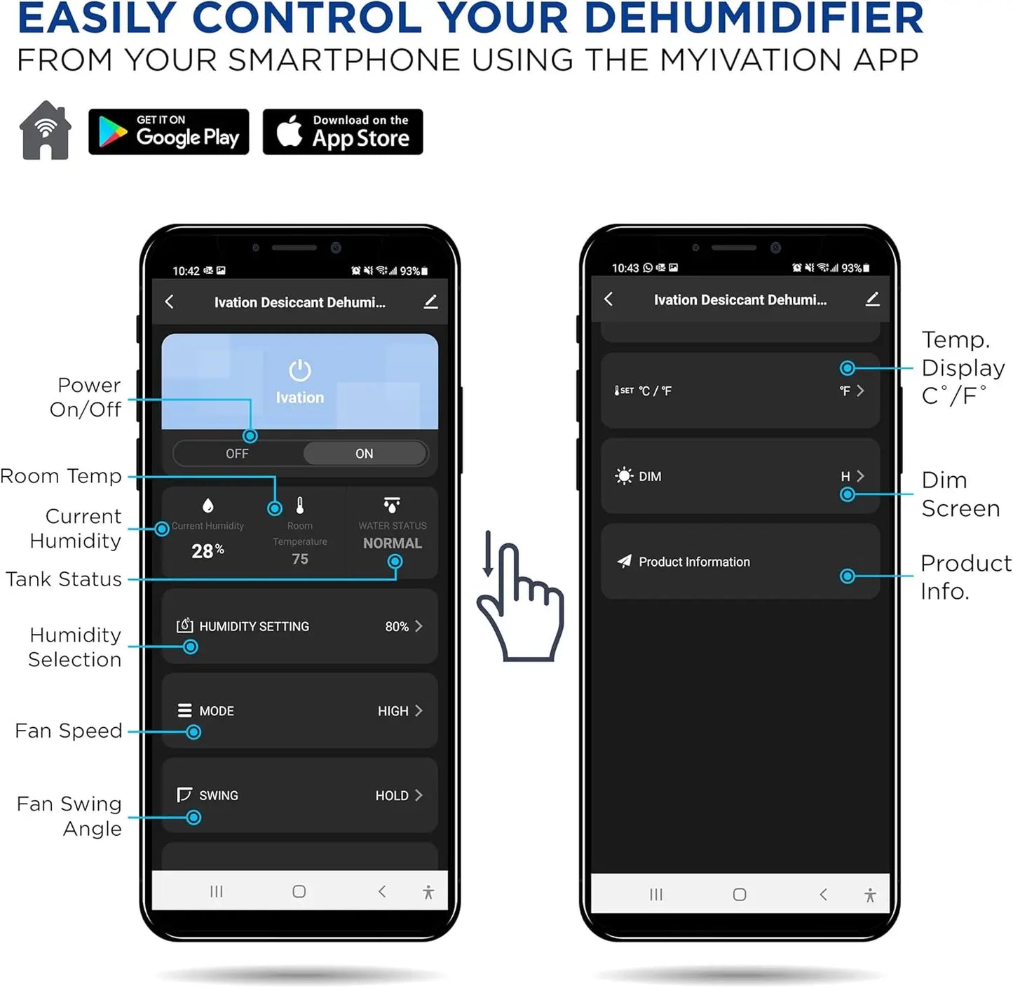 Smart WIFI Dehumidifier, Compact 19-Pint Desiccant Home Dehumidifier with Drain Hose & Smartphone Control | Ideal for Basement