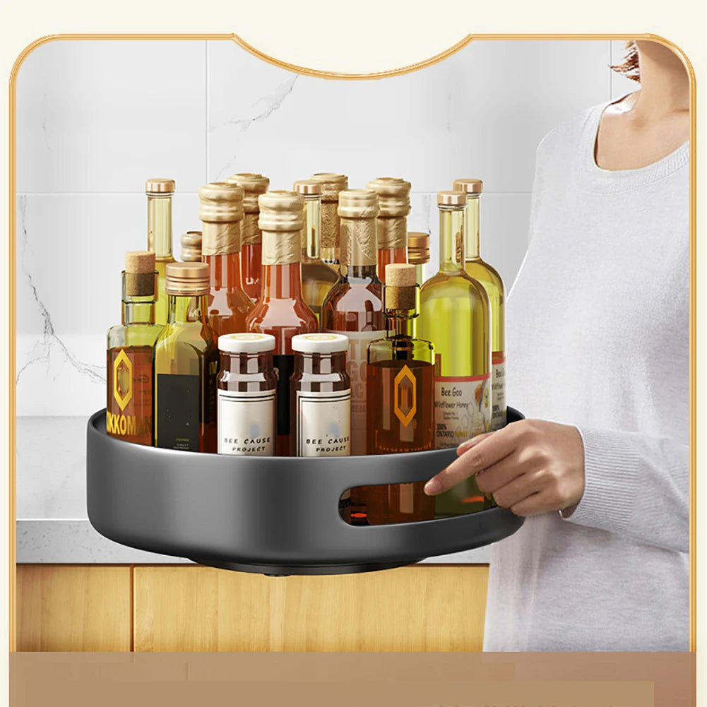 Rotating Storage Rack,Rotating Spice Rack, Kitchen Countertop Organizer,Round Metal Turntable Organizer For Cabinet Kitchen