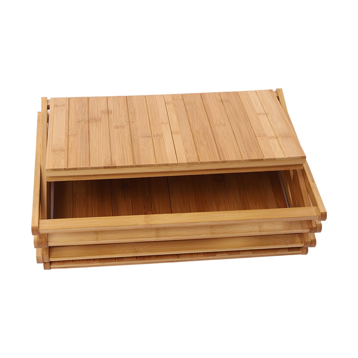 4-Tier Foldable Outdoor Picnic Table, Portable Bamboo Outdoor Shelf for Outdoor Kitchen, RV for Picnic, BBQ (One Second Expand)