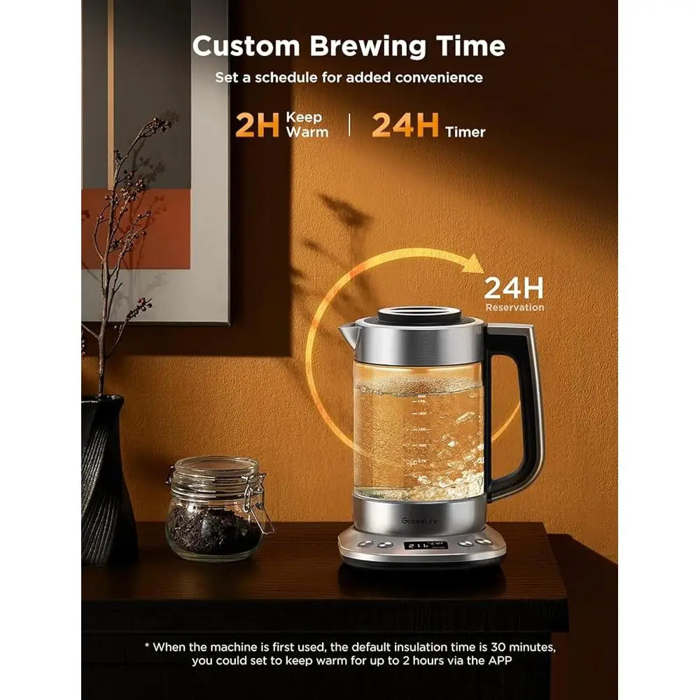 Smart Electric Kettle with Tea Infuser Variable Temperature Control Digital Display Voice Control Auto Shut Off BPA Free 1.7L