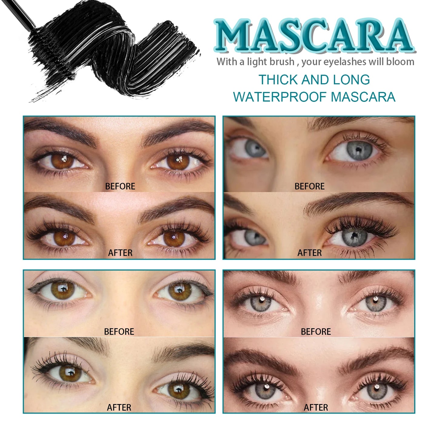 Jaysuing Mascara Liquid Lash Extensions,Natural Makeup Holding Slim Thick Curled Shaped Eyelashes Liquid Lash Extensions Mascara