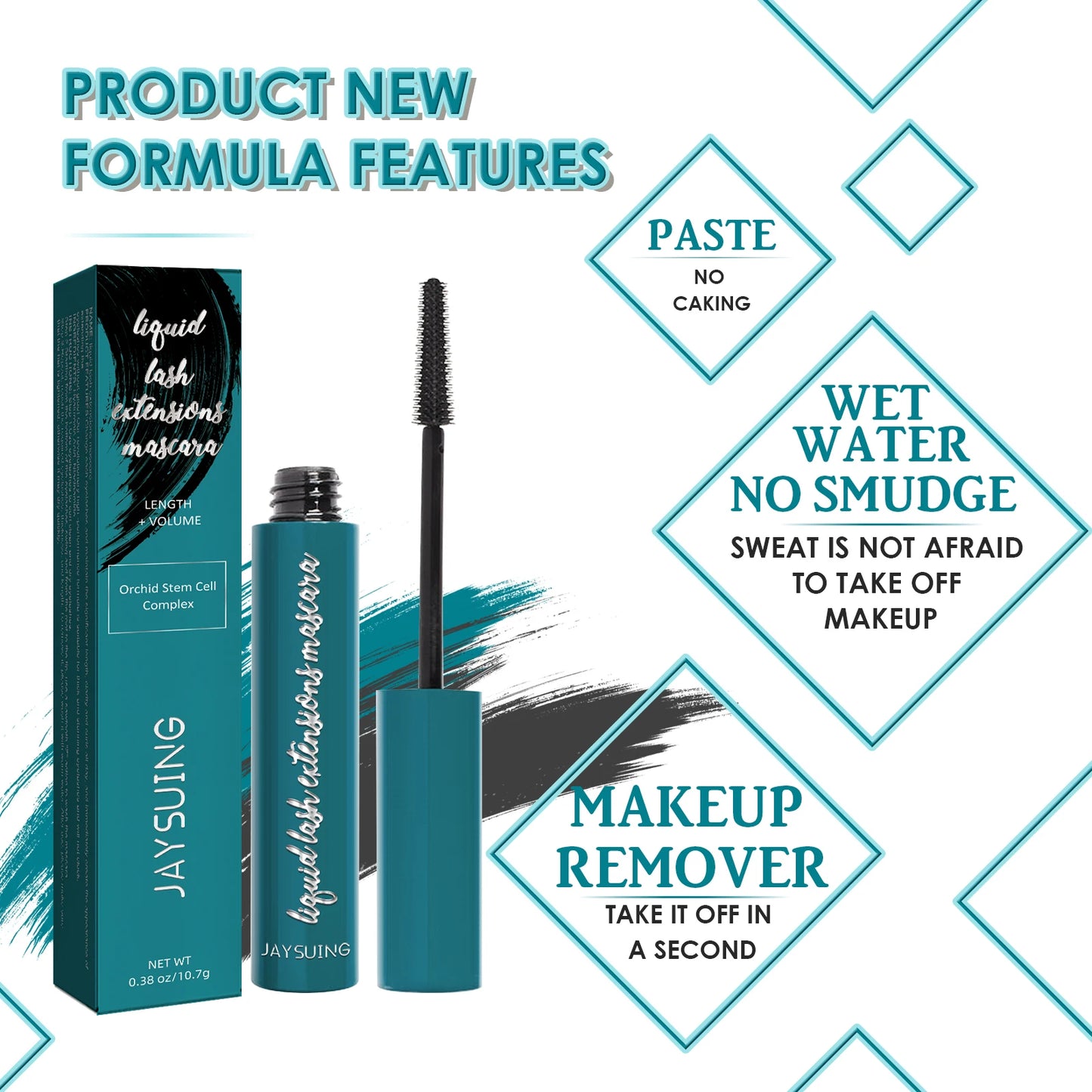 Jaysuing Mascara Liquid Lash Extensions,Natural Makeup Holding Slim Thick Curled Shaped Eyelashes Liquid Lash Extensions Mascara