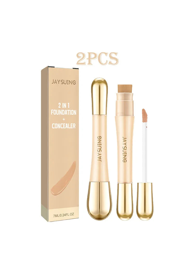 Jaysuing 7ml 2in1 Concealer Foundation Makeup Pen for Blemish Cover