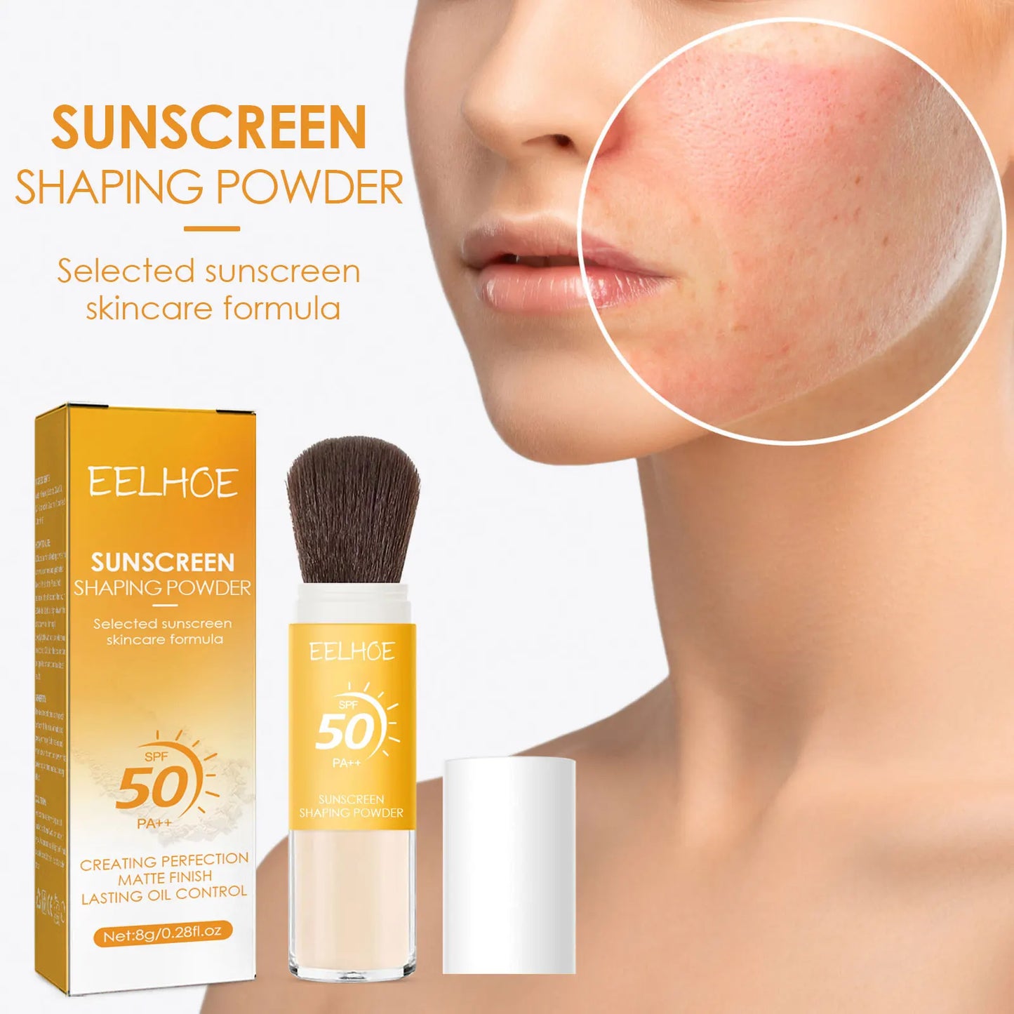 Eelhoe 8g Spf50 Sunscreen Loose Powder Makeup Setting Matte Face Waterproof Invisible Pores Lasting Sunblock Setting Powder