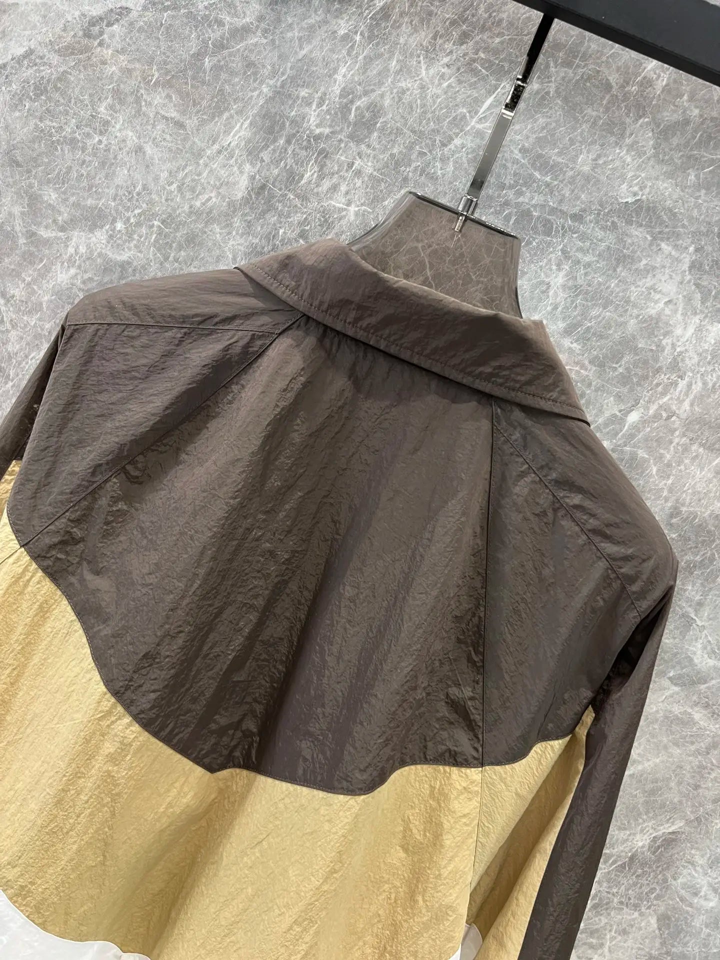 2025 Spring Summer Color Block Pleated Nylon Jacket Men Women Windproof Waterproof Multi-Pocket Casual Streetwear Outdoor Fashio