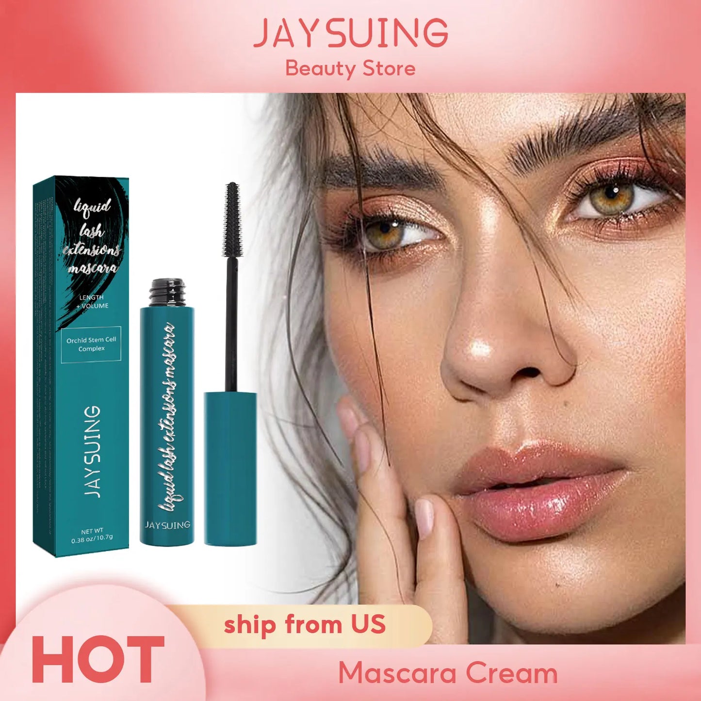 Jaysuing Mascara Liquid Lash Extensions,Natural Makeup Holding Slim Thick Curled Shaped Eyelashes Liquid Lash Extensions Mascara