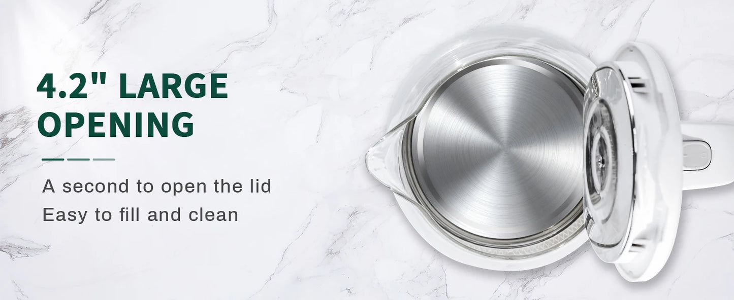 Electric Tea Kettle - CACHOO 1.7L Borosilicate Glass Electric Kettle with LED Indicator, Fast Boiling Hot Water Boiler