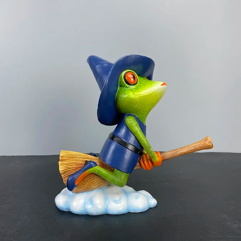 SAAKAR Resin Funny Frog Figurines for Interior Home Bathroom Interior Decoration Accessories Personalized Gift Object Collection