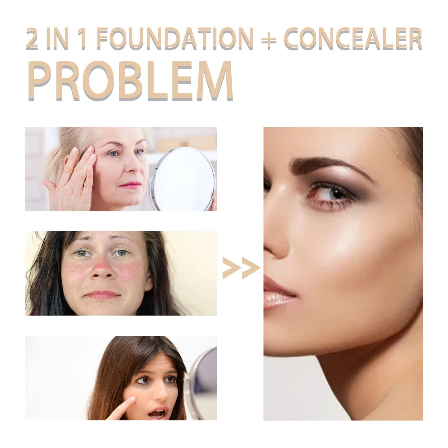 Jaysuing 7ml 2in1 Concealer Foundation Makeup Pen for Blemish Cover