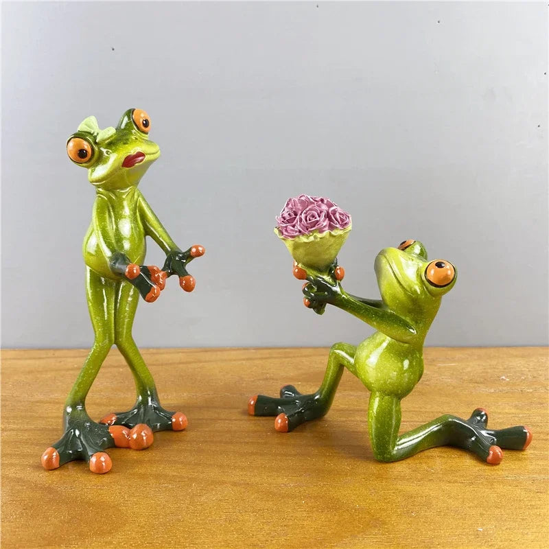 SAAKAR Resin Funny Frog Figurines for Interior Home Bathroom Interior Decoration Accessories Personalized Gift Object Collection