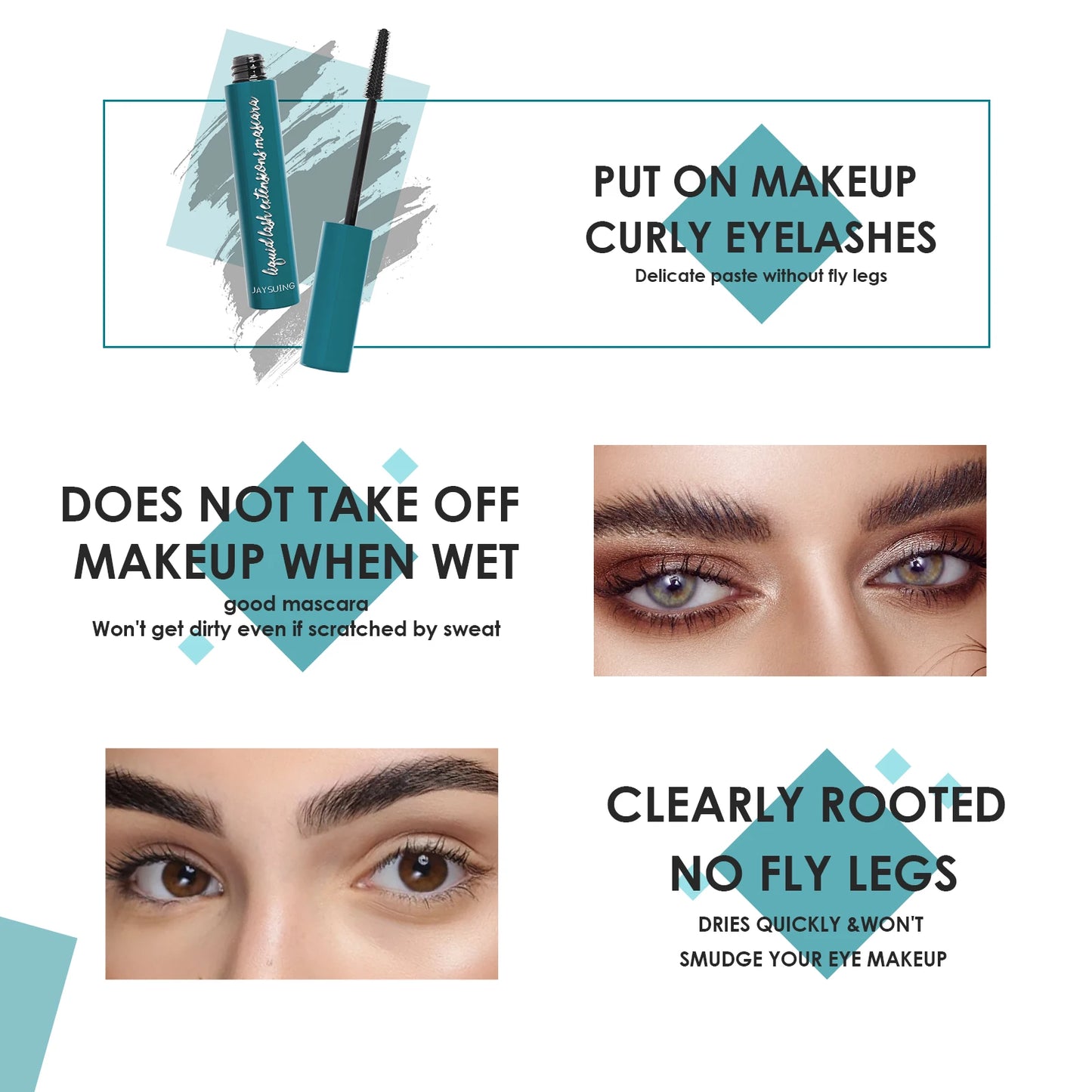 Jaysuing Mascara Liquid Lash Extensions,Natural Makeup Holding Slim Thick Curled Shaped Eyelashes Liquid Lash Extensions Mascara