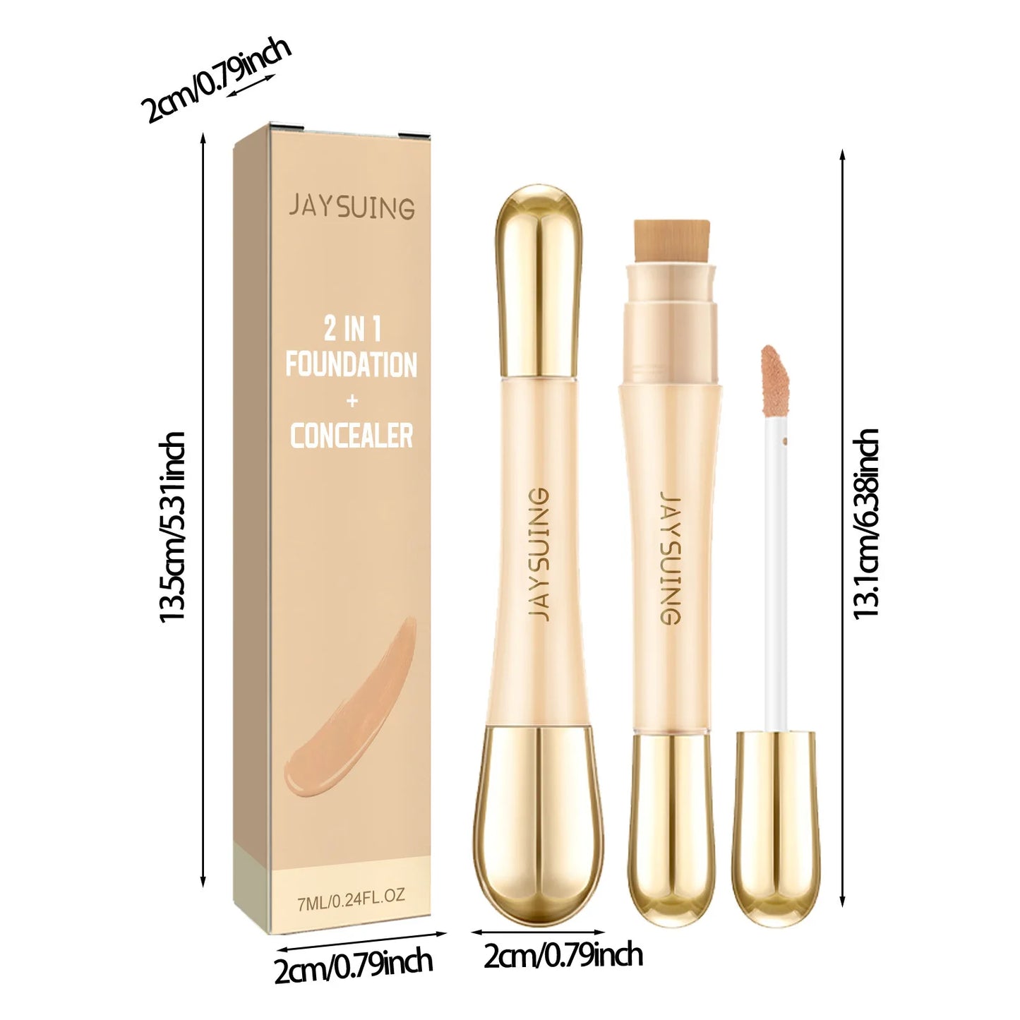 Jaysuing 7ml 2in1 Concealer Foundation Makeup Pen for Blemish Cover