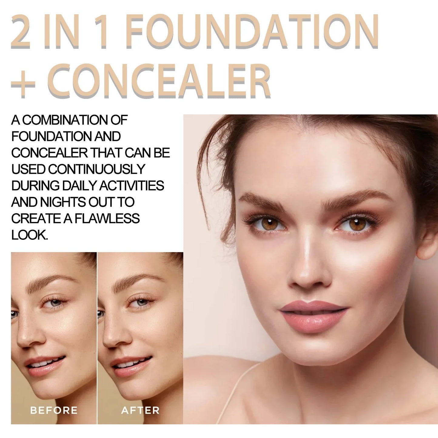 Jaysuing 7ml 2in1 Concealer Foundation Makeup Pen for Blemish Cover