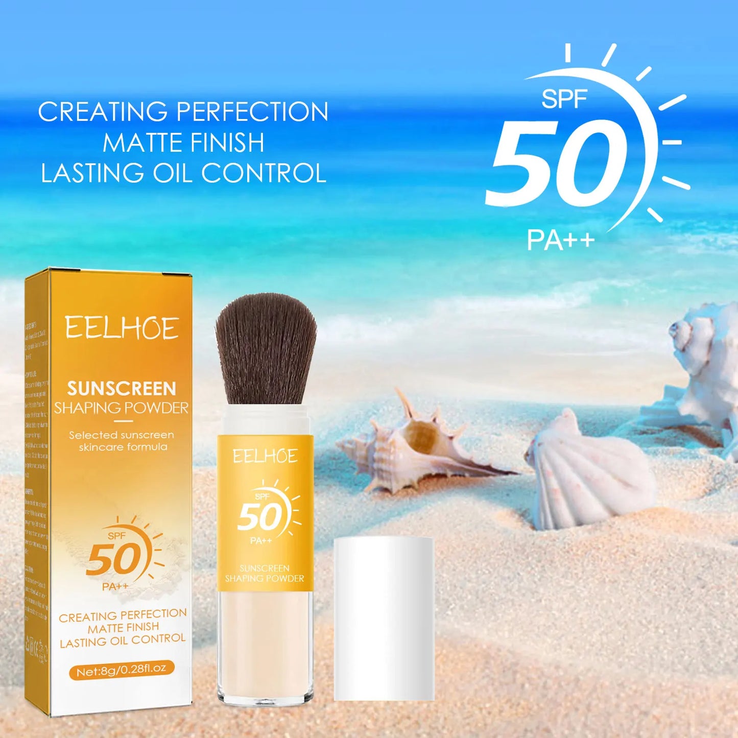 Eelhoe 8g Spf50 Sunscreen Loose Powder Makeup Setting Matte Face Waterproof Invisible Pores Lasting Sunblock Setting Powder