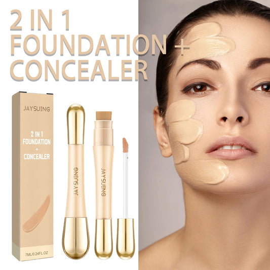 Jaysuing 7ml 2in1 Concealer Foundation Makeup Pen for Blemish Cover