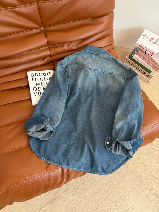 2025 Women's New Full Cotton Long Sleeve Flip Collar Washed Water Buffalo Casual Jacket