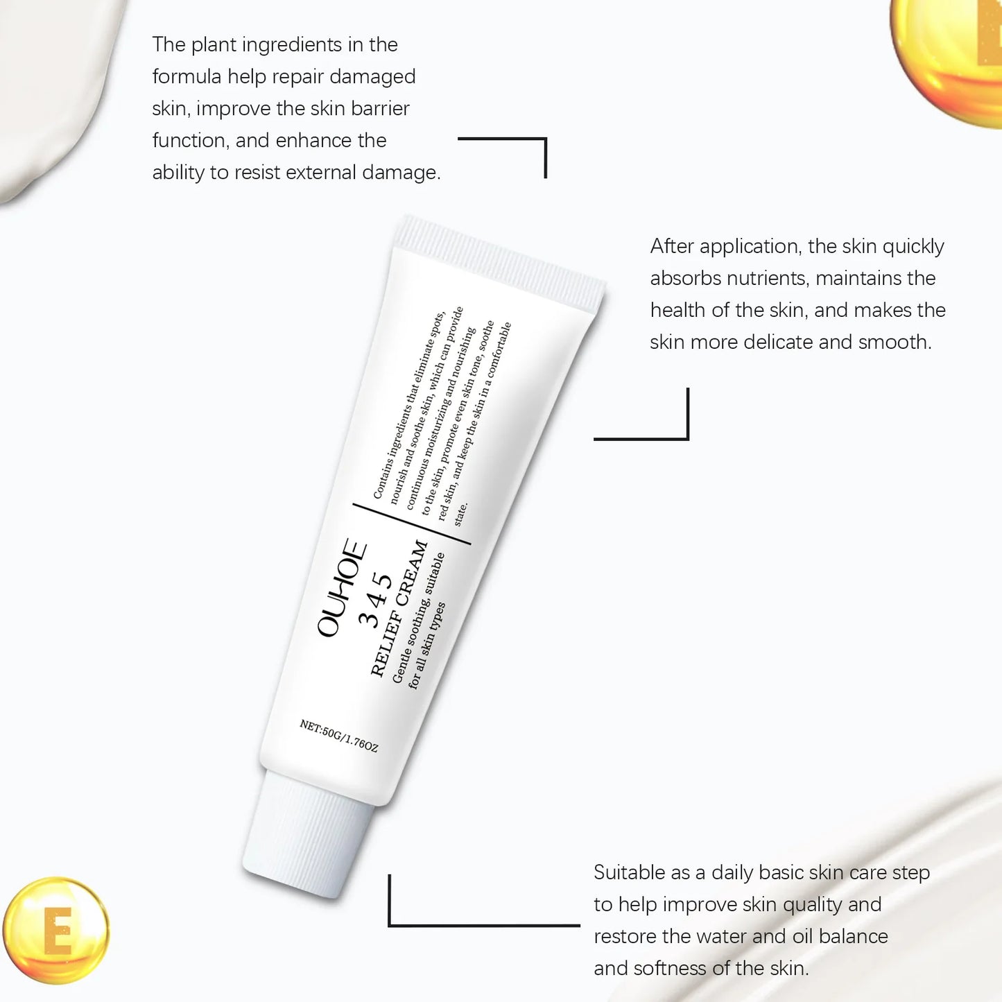 Ouhoe 50g 345 Relief Cream Brightening Skin Moisturizer