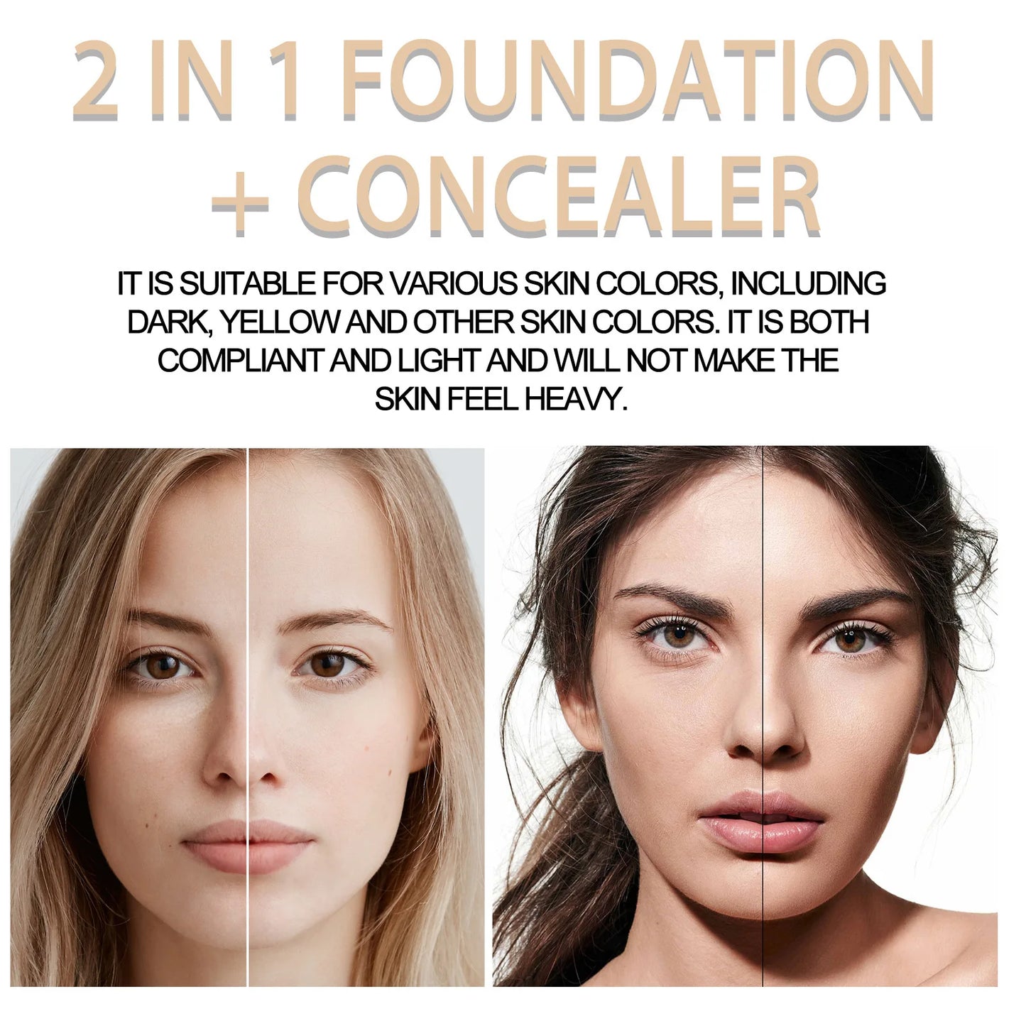 Jaysuing 7ml 2in1 Concealer Foundation Makeup Pen for Blemish Cover