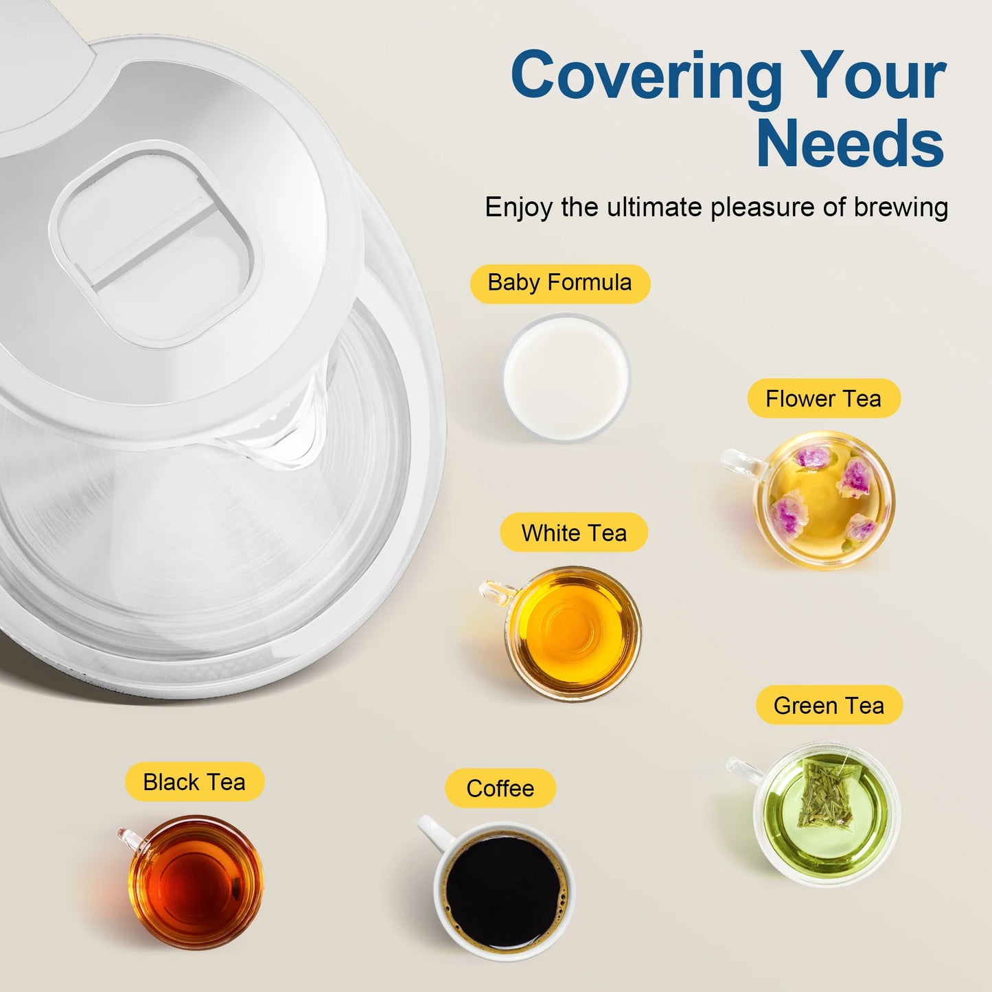 Electric Tea Kettle - CACHOO 1.7L Borosilicate Glass Electric Kettle with LED Indicator, Fast Boiling Hot Water Boiler