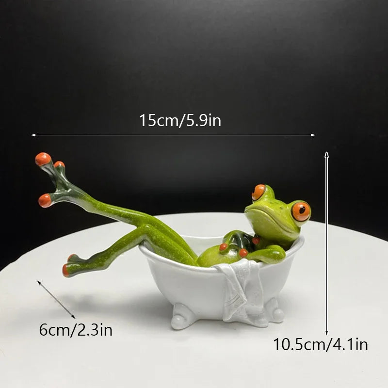 SAAKAR Resin Funny Frog Figurines for Interior Home Bathroom Interior Decoration Accessories Personalized Gift Object Collection