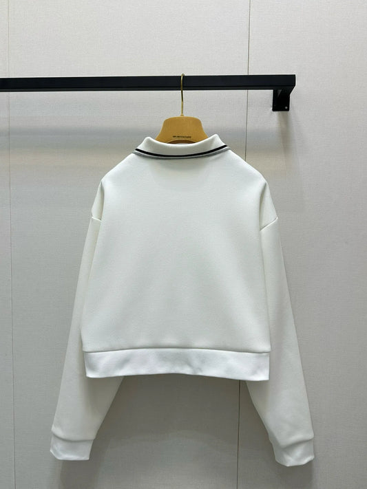 Casual Loose Women's Cotton Lapel Zipper Short Jacket 25 Spring Summer New Fashion White Sweet Embroidered Letter Jacket M58
