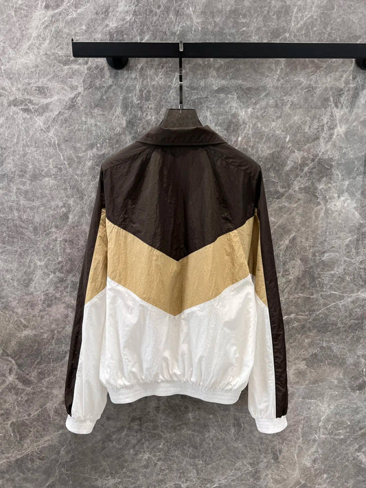 2025 Spring Summer Color Block Pleated Nylon Jacket Men Women Windproof Waterproof Multi-Pocket Casual Streetwear Outdoor Fashio