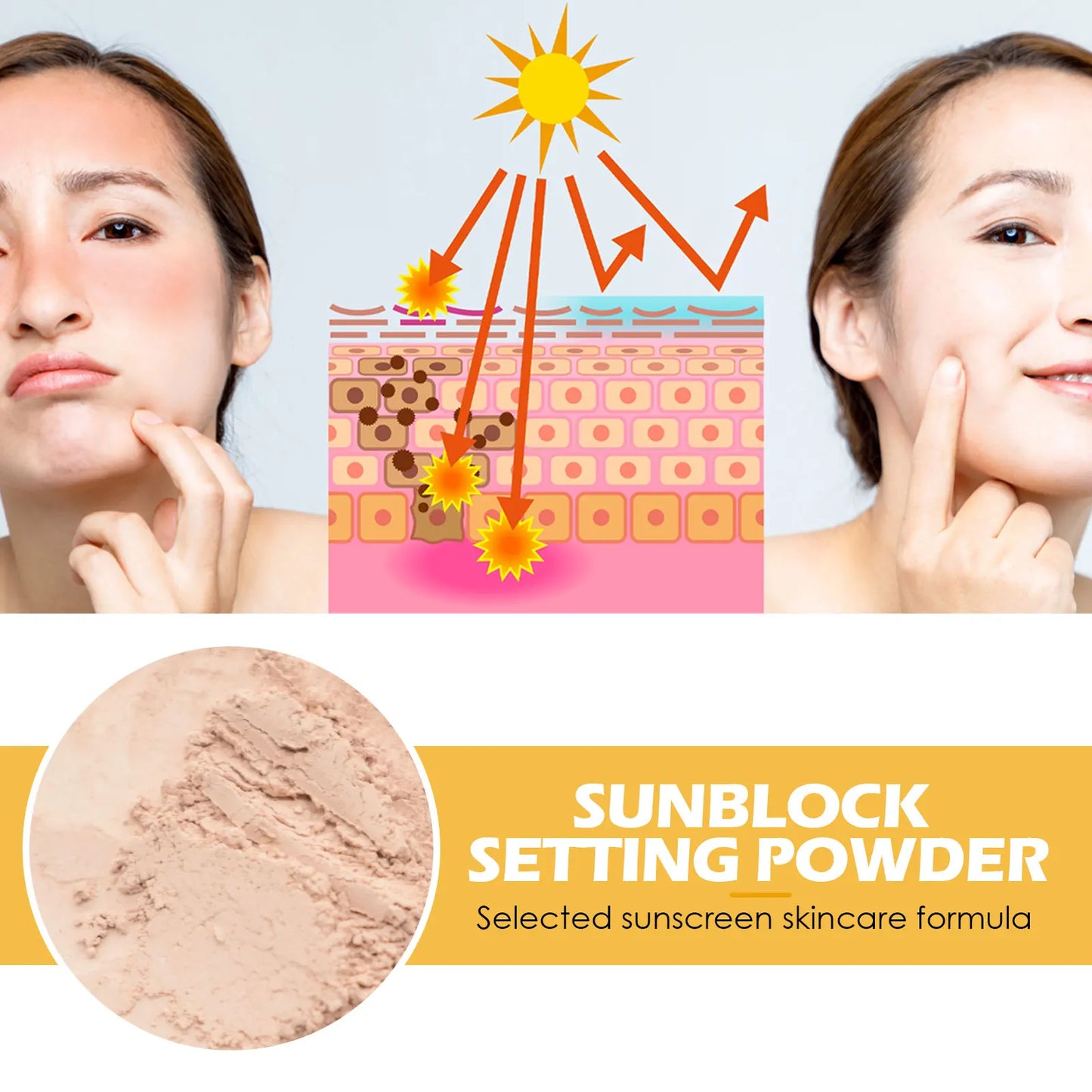 Eelhoe 8g Spf50 Sunscreen Loose Powder Makeup Setting Matte Face Waterproof Invisible Pores Lasting Sunblock Setting Powder