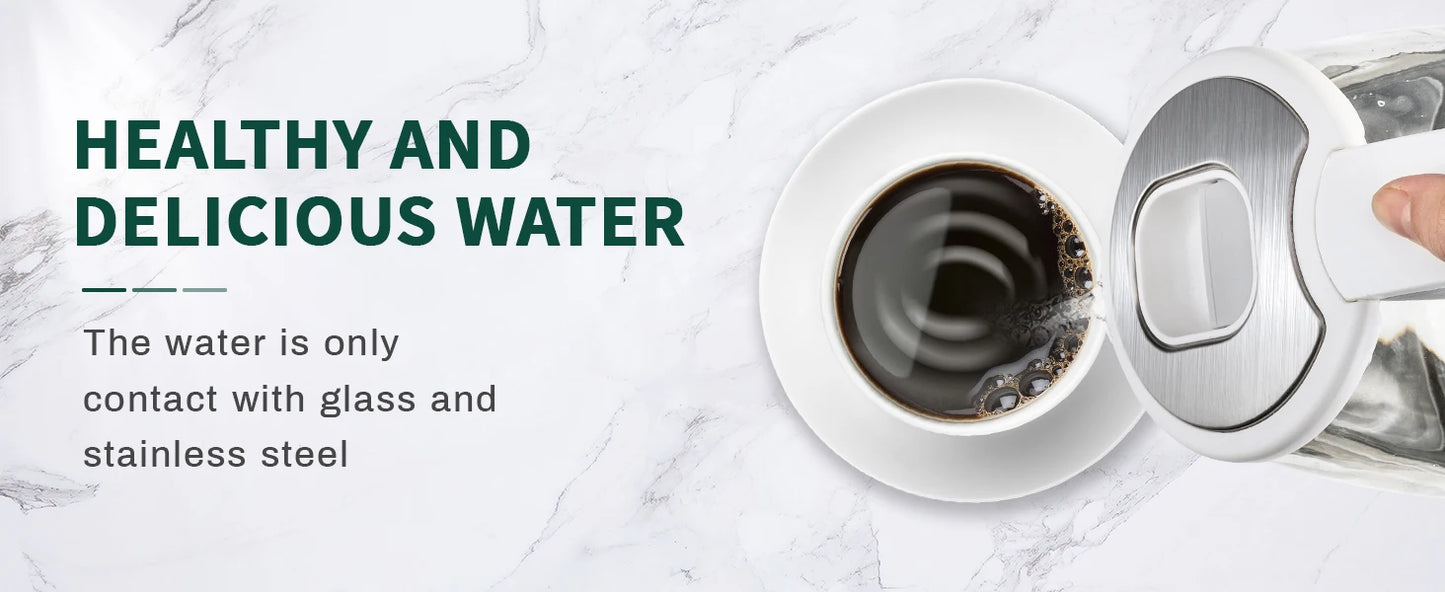 Electric Tea Kettle - CACHOO 1.7L Borosilicate Glass Electric Kettle with LED Indicator, Fast Boiling Hot Water Boiler