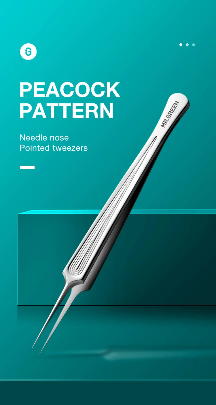 MR.GREEN Ingrown Hair Tweezers Needle Nose Pointed Tips