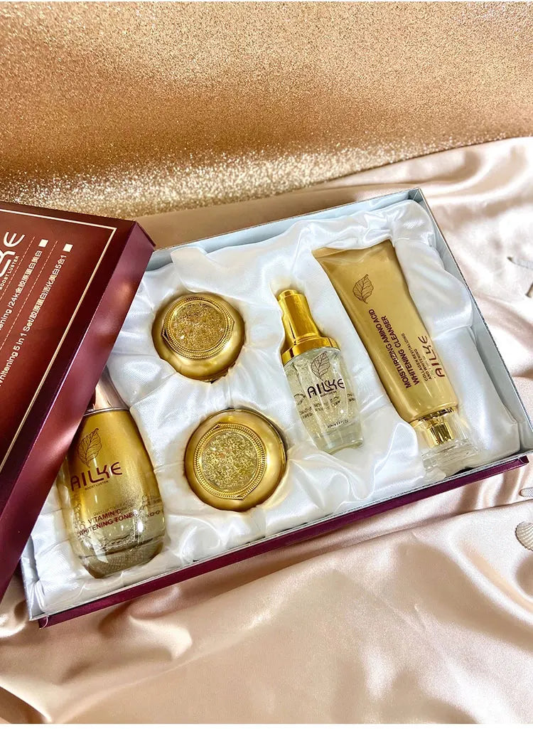 AILKE 24K gold facial essence glycerin liquid toner face skin cream whitening vitamin c brightening moisturizing beauty sets