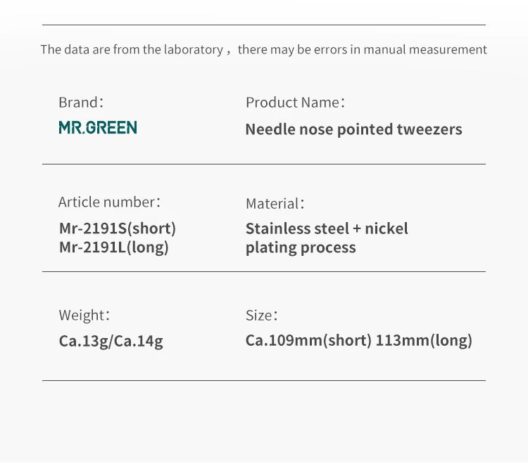 MR.GREEN Ingrown Hair Tweezers Needle Nose Pointed Tips