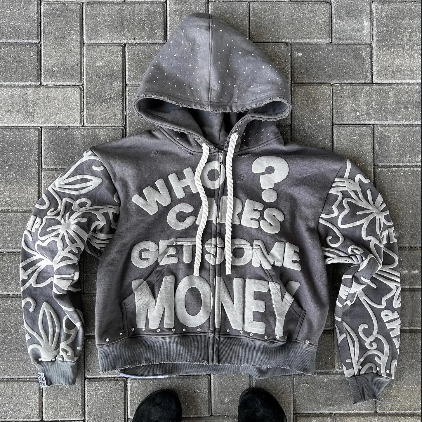Y2K Zip Hoodie New American Hip Hop Casual Fashion Alphabet Design Vintage Hooded Long Sleeve Sports Hood Men Women Street Wear