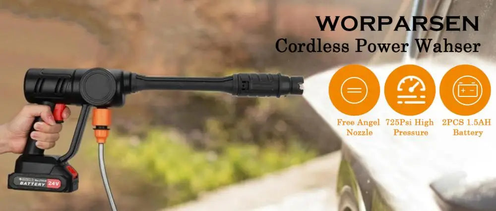 180w Brushless High Pressure Car Washer Gun Electric Garden Washing Water Wash Spray Gun With 2 Batteries 1 Charger Bucket Pipe