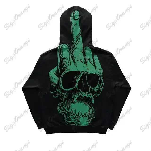 Harajuku Hand touch printing Hoodie Oversized Streetwear Tops Sweatshirt Y2k Clothes Gothic Grunge Hoodies  Men Clothing