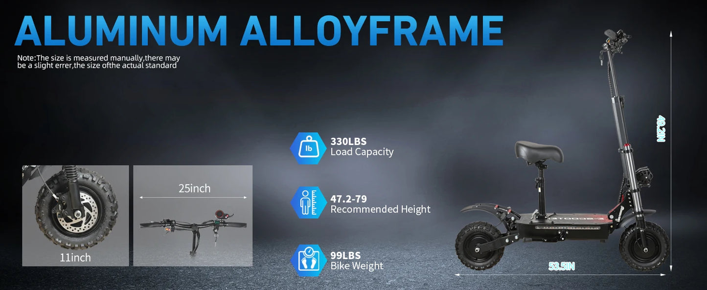 6000W High Power Adult Electric Scooter  Off-Road Commute Foldable 60V 38Ah Large Battery 60 Miles Range 50 Mph Fast E-Scooter