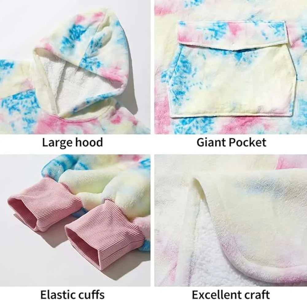 Wearable Blanket Hoodie, Oversized Sherpa Hooded for Women and Men, Cozy Sweatshirt with Giant Pocket