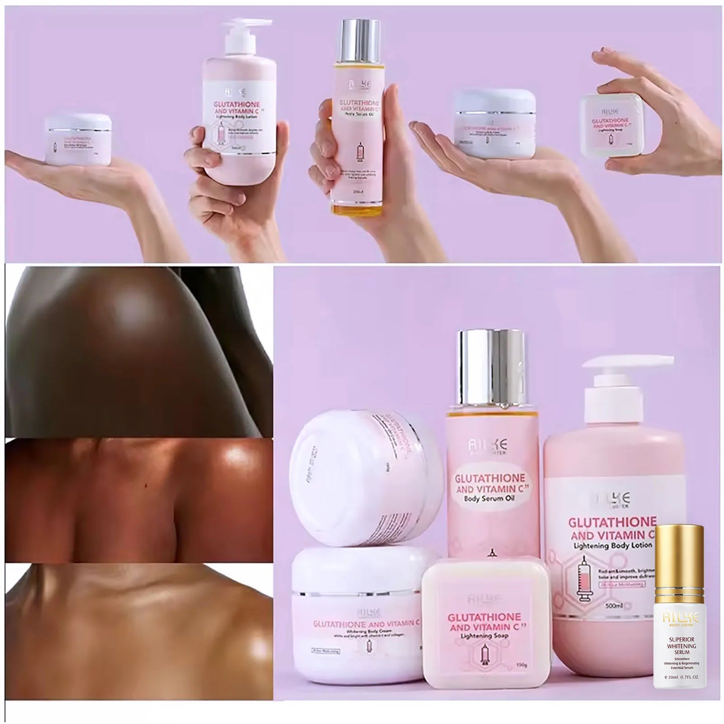 AILKE Whitening Moisturizing Anti-Freckle Body Lotion, Suitable For Face And Body, Glutathione Korean Women's Skin Care Products