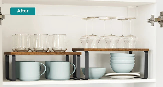 Cabinet Organizer Shelf, Set of 4 Kitchen Counter Shelves, Kitchen Storage