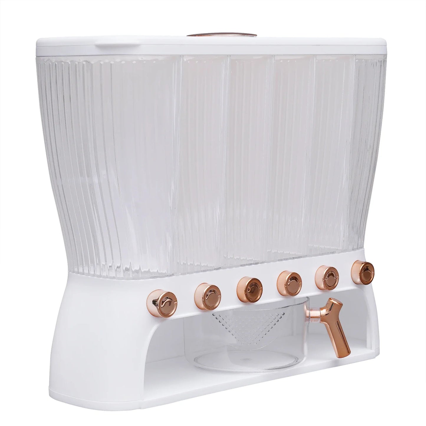 Six-Grid Dry Food Dispenser, Large Capacity Grain Storage Container, Removable Lid with Sealing Ring, 10kg/22.05lbs for Kitchens