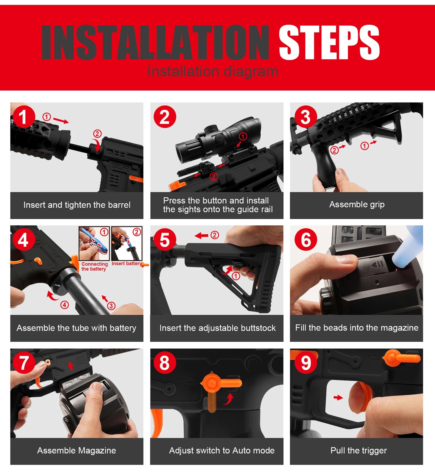 High Speed M4A1 Electric Gel Balls Gun Toys,Automatic&Manual Dual Modes Water Bullets Blaster,Upgraded Water Bead Splatter Toys