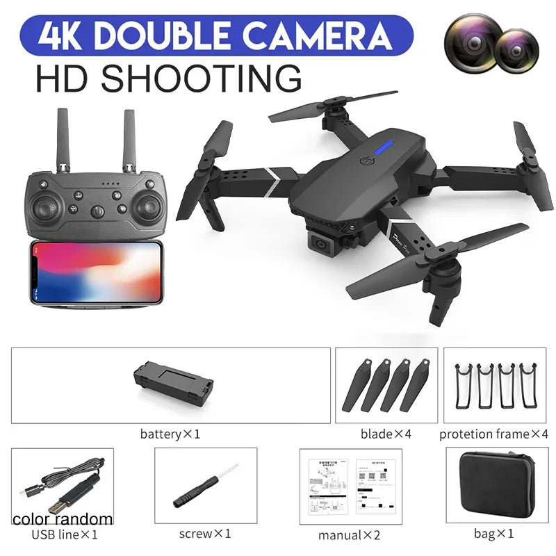 2025 E88Pro RC Drone 4K Professional With 3 Batteries Toy