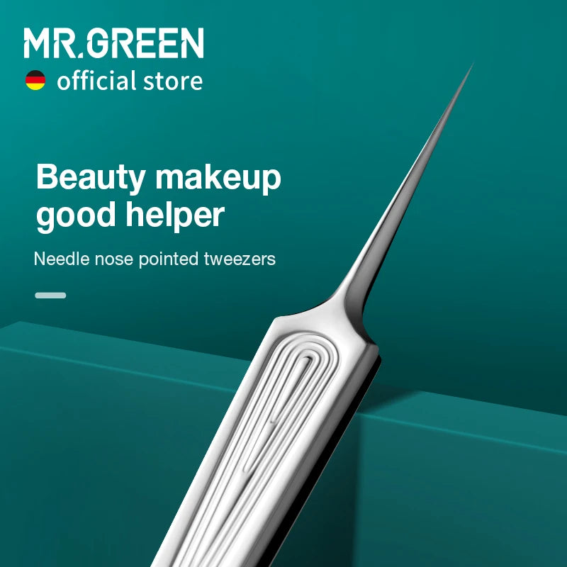 MR.GREEN Ingrown Hair Tweezers Needle Nose Pointed Tips
