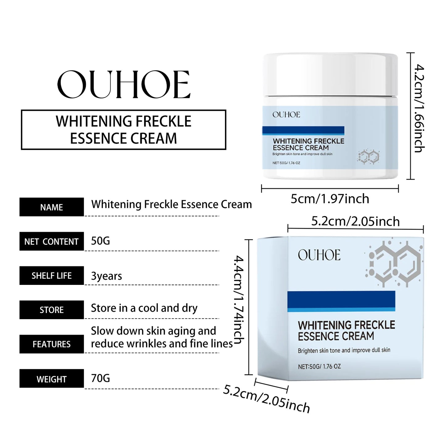 OUHOE Whitening Face Cream Moisturizes and Brightens Skin
