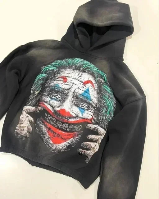 Harajuku Hand touch printing Hoodie Oversized Streetwear Tops Sweatshirt Y2k Clothes Gothic Grunge Hoodies  Men Clothing