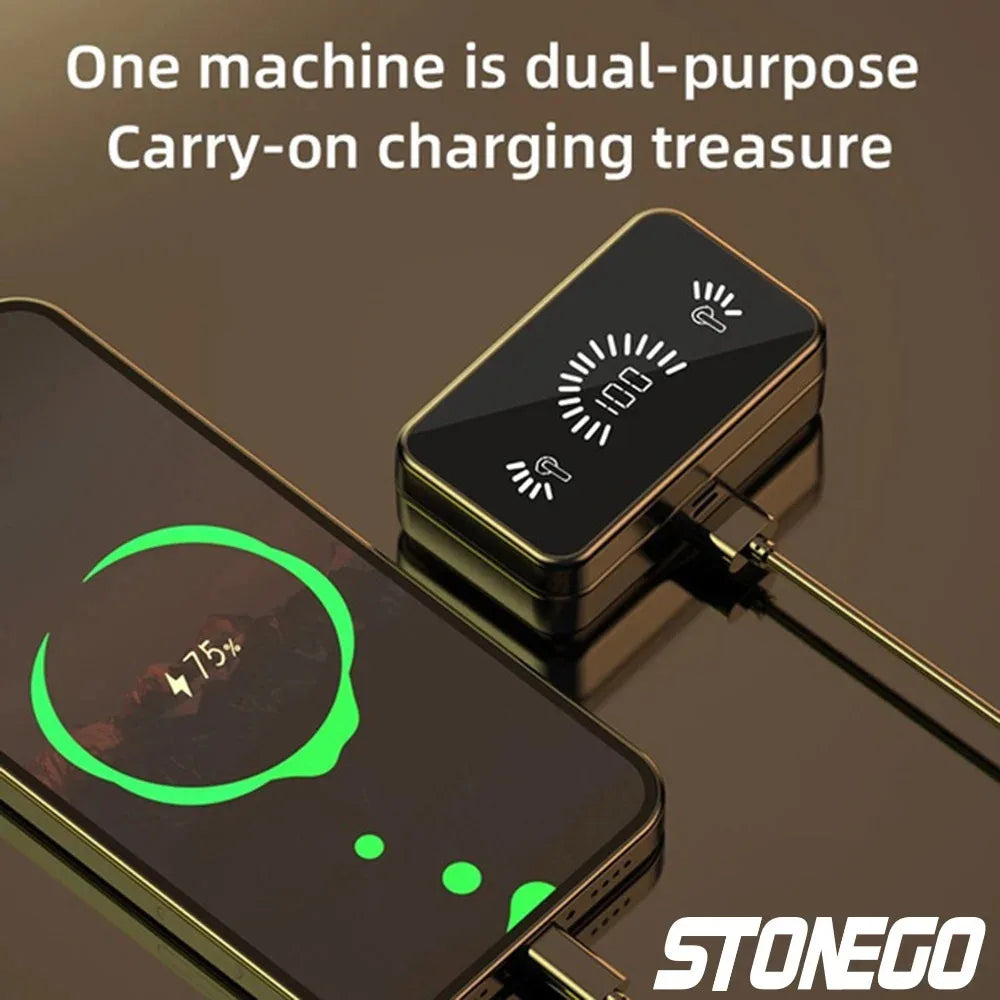 TWS Bluetooth 5.0 Sports Earbuds, Wireless Waterproof Noise-Cancelling Earphones with Charging Case, for Gaming and Music