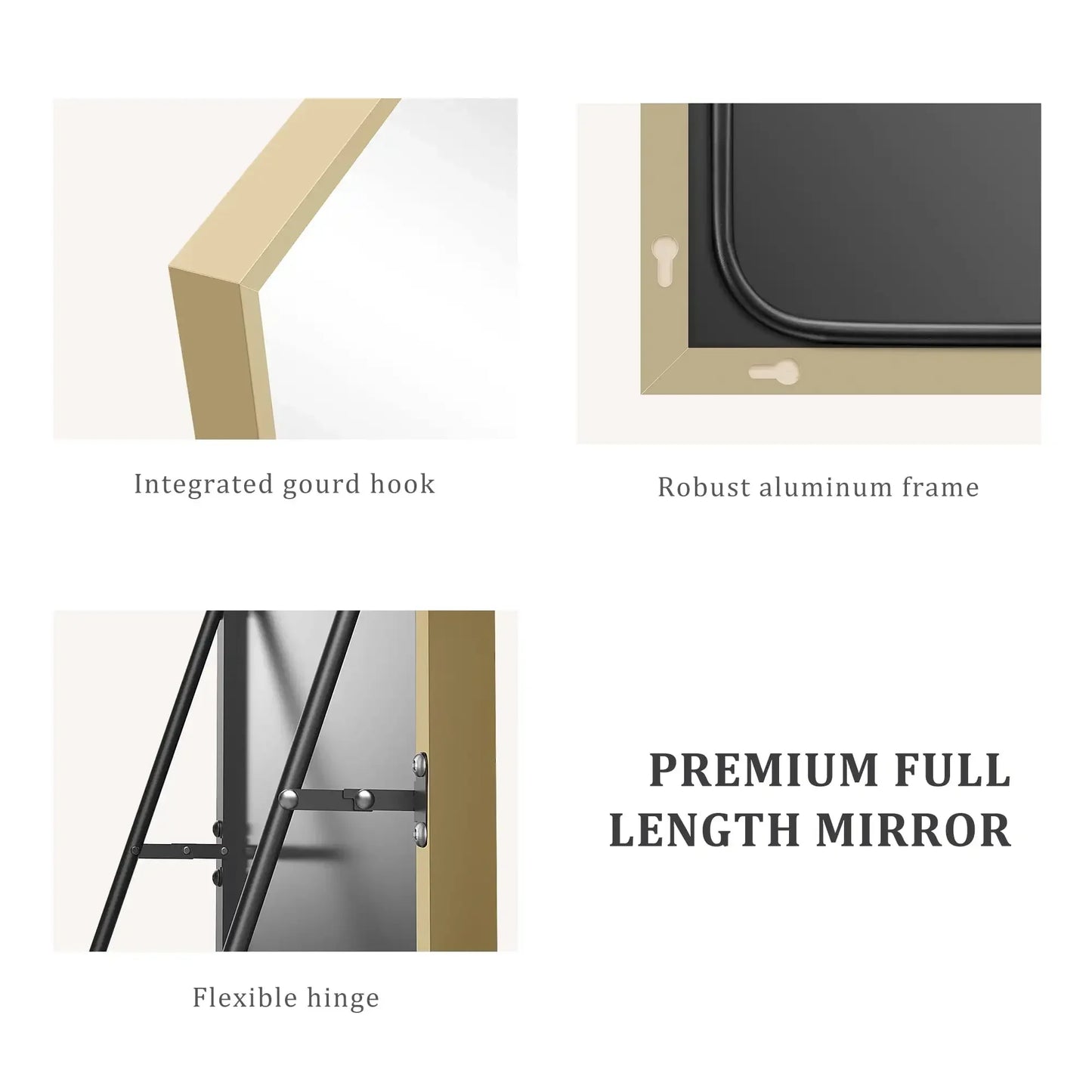 Arched Full Length Mirror 64"x21" Full Body Mirror Rectangle Free Standing Wall Mounted Leaning Hanging Floor Mirrors, Gold