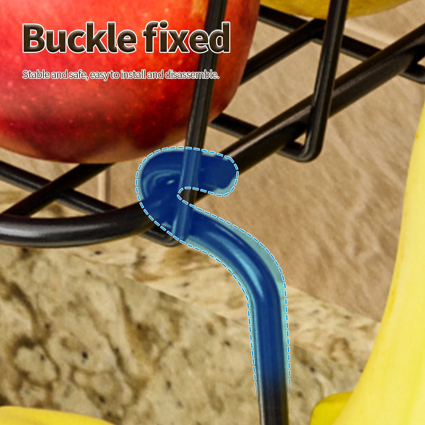 Fruit Basket,Metal Wire Storage Basket With Hooks,Saving Storage Rack,Stylish Kitchen Organizer In Space - Display Stand