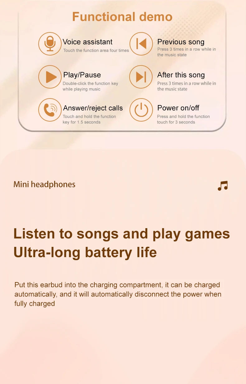 Wireless Bluetooth sleeping Headphones Noise canceling earbuds Hidden Headset Mini Invisible Earphones With Mic Sport Waterproof