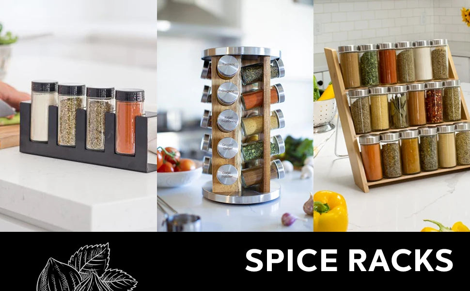 Jar Spice Rack with Spices Included - Revolving Tower Organizer for Kitchen Spices and Seasonings, (Stainless Steel)